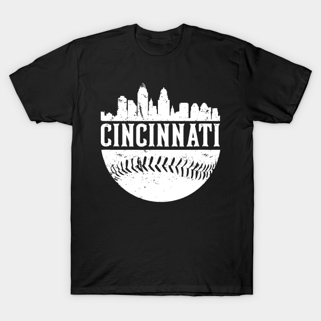 Cincinnati Ohio City Skyline Baseball T-Shirt by Vigo